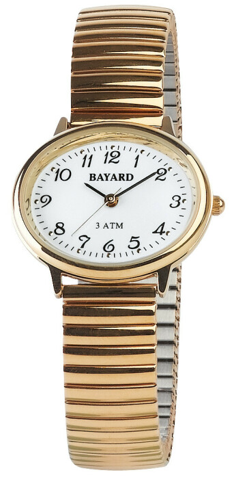 Montre &agrave; quartz dor&eacute;e en m&eacute;tal bracelet extensible Bayard