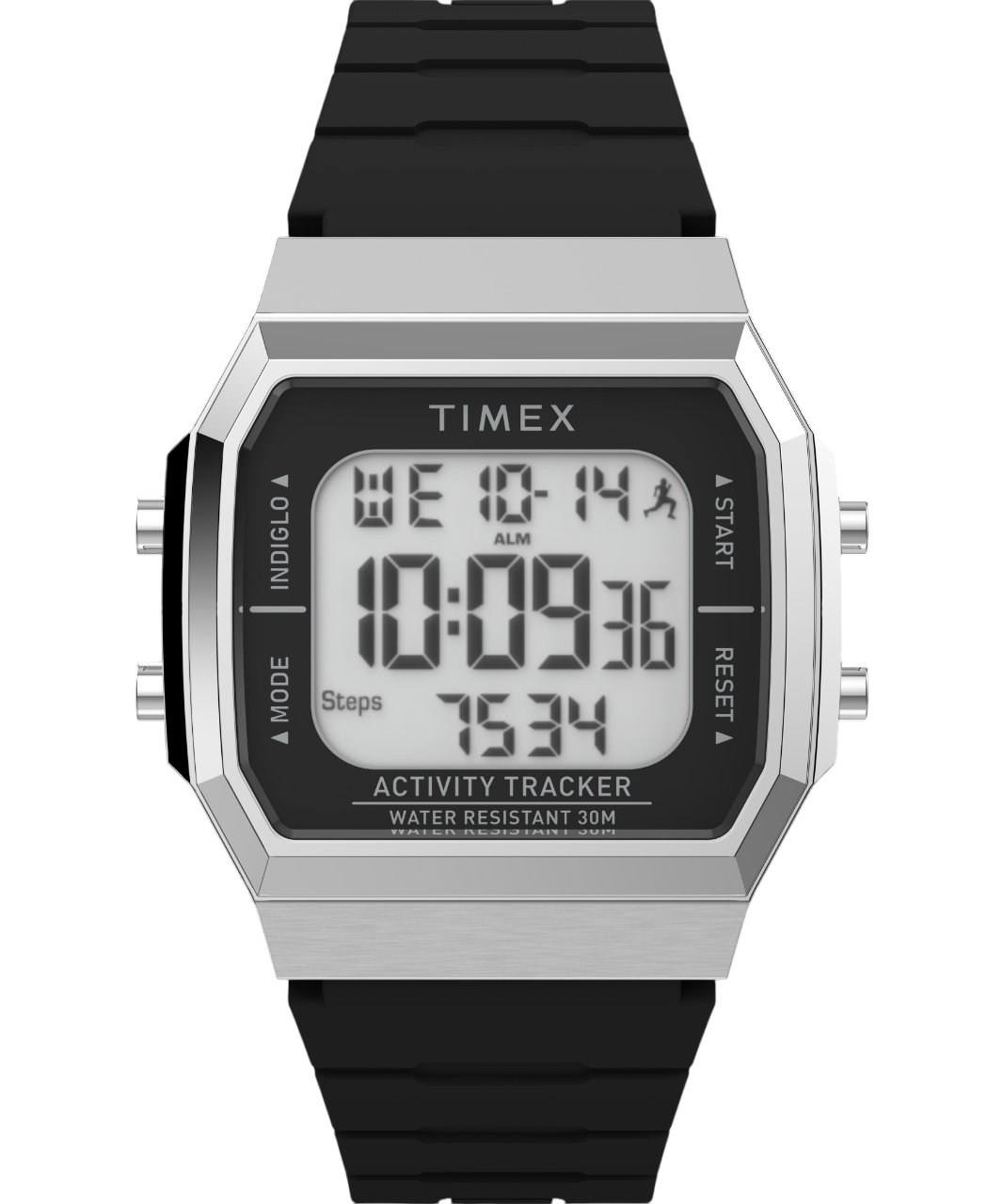 Montre TIMEX Sport Activity Tracker 40 mm argent&eacute; bracelet silicone noir