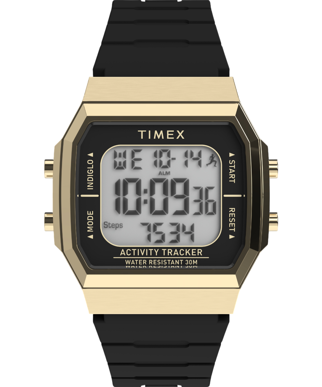 Montre TIMEX Sport Activity Tracker 40 mm dor&eacute; bracelet silicone noir
