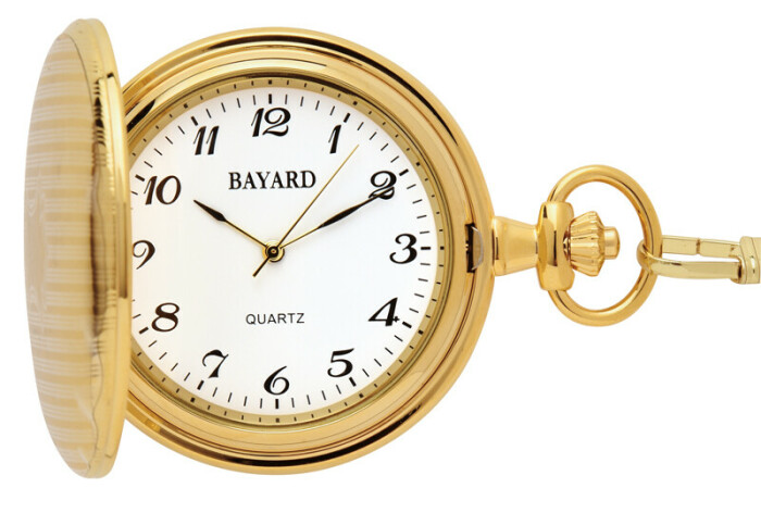 Montre gousset à quartz dorée avec clapet Bayard