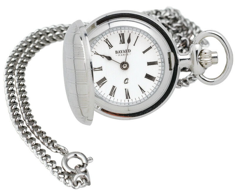 Montre pendentif argent&eacute;e avec clapet Bayard