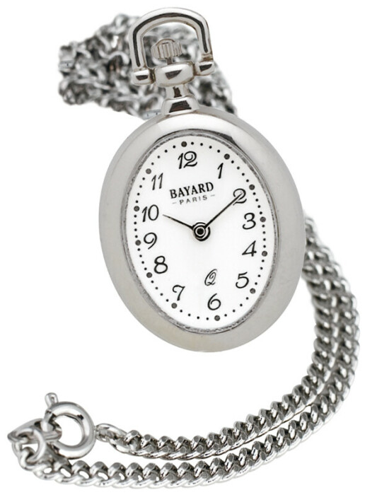 Montre pendentif ovale argentée Bayard