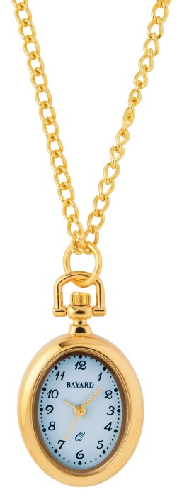 Montre pendentif dor&eacute;e cadran bleu Bayard