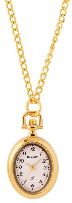 Montre pendentif dor&eacute;e cadran rose Bayard
