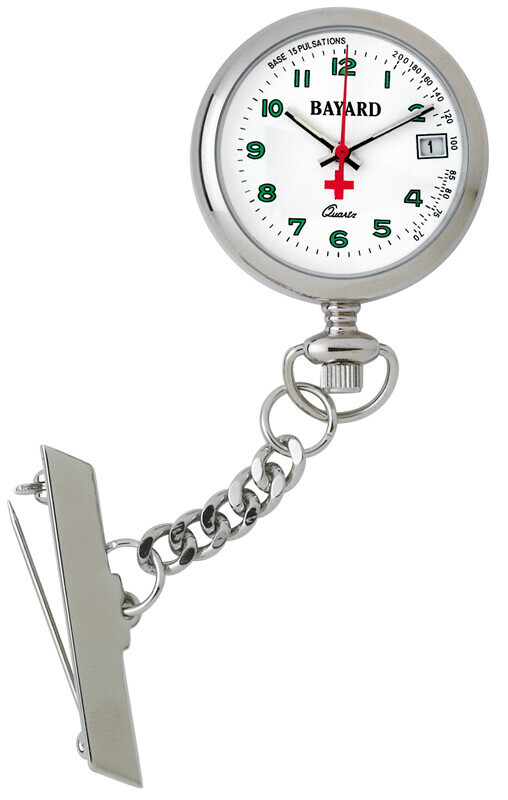 Montre De Poche Infirmière Avec Clip - Acier Inoxydable, Verre, Design Vintage - 7.2x3 Cm