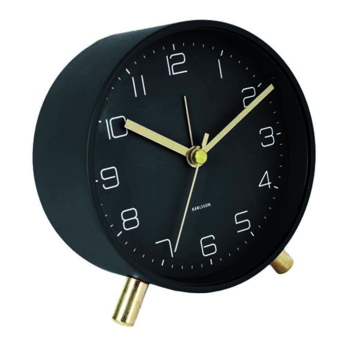 Réveil à quartz silencieux noir avec lumière Karlsson