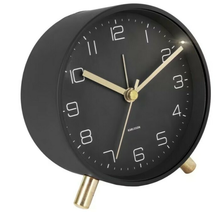 Réveil à quartz silencieux noir avec lumière Karlsson