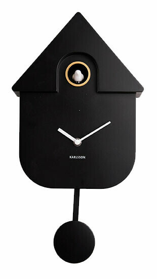 Horloge coucou moderne noire &agrave; volume r&eacute;glable
