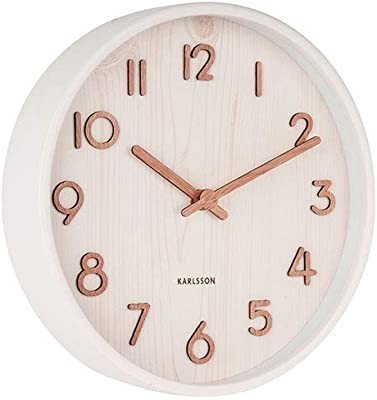 Pendule murale silencieuse en bois peint blanc Karlsson_profil