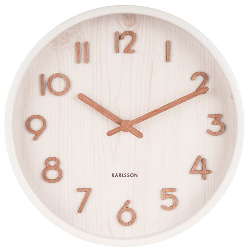 Pendule murale silencieuse en bois peint blanc Karlsson