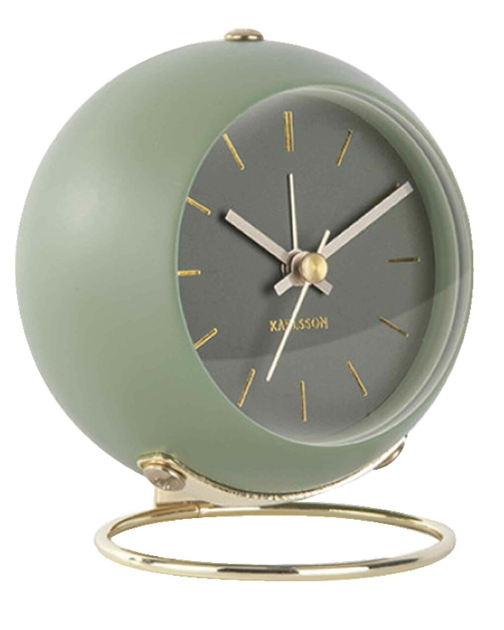 Pendule &agrave; poser silencieuse verte support dor&eacute; Karlsson