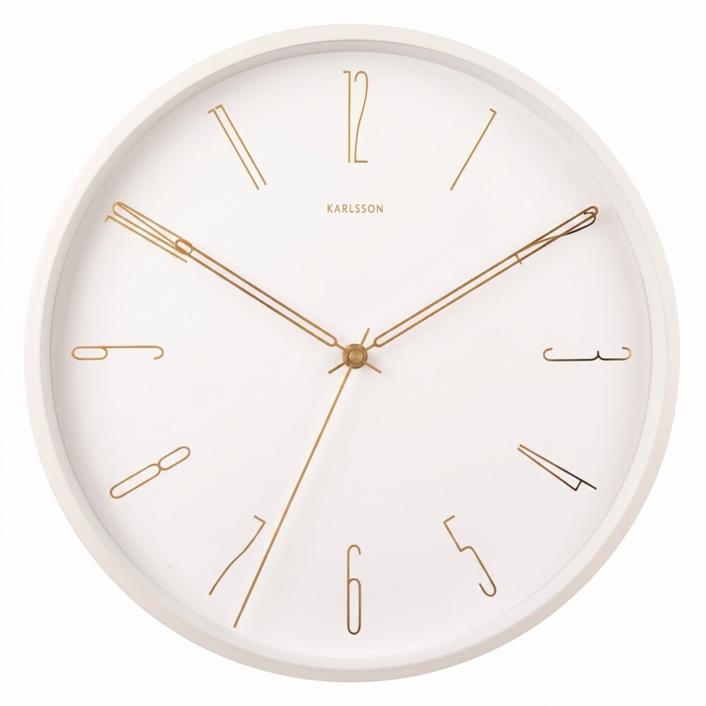 Horloge silencieuse design Karlsson en m&eacute;tal blanc
