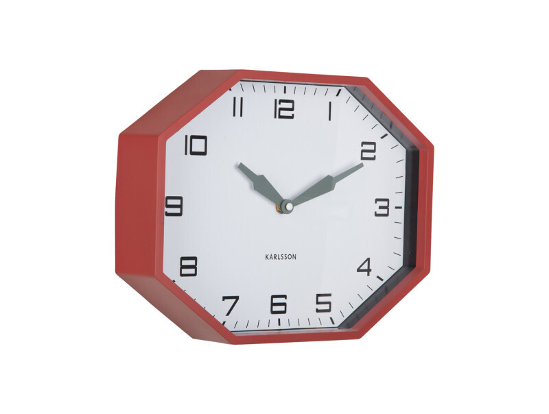Horloge Karlsson murale octogonale vintage rouge profil