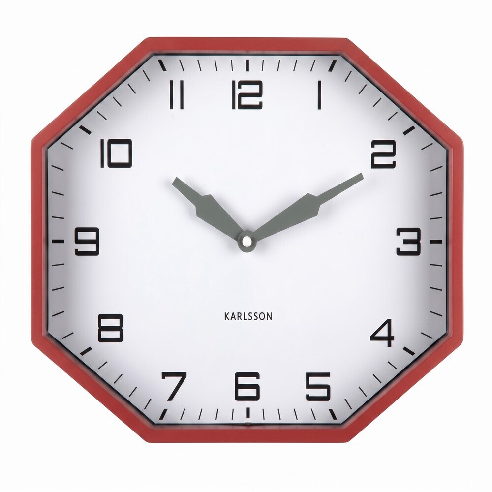 Horloge Karlsson murale octogonale vintage rouge
