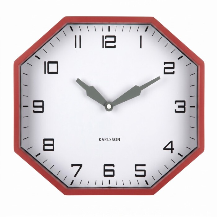Horloge Karlsson murale octogonale vintage rouge