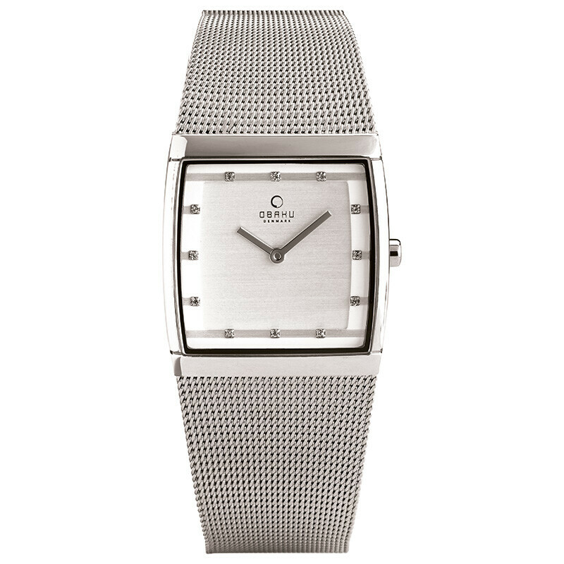 Montre OBAKU Lund Lille carr&eacute;e argent&eacute;e