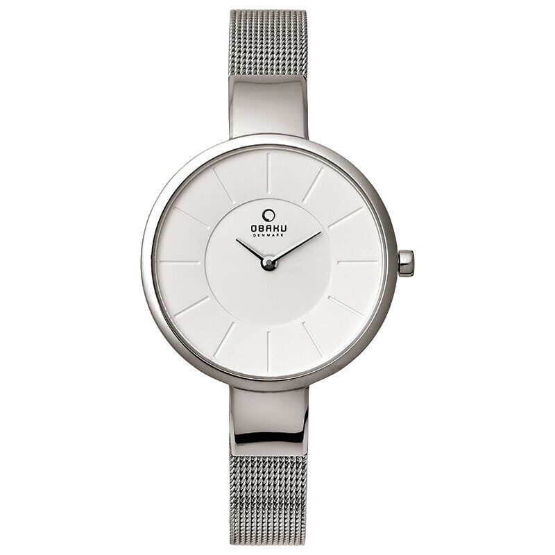 Montre OBAKU Sol en acier argent&eacute; cadran blanc