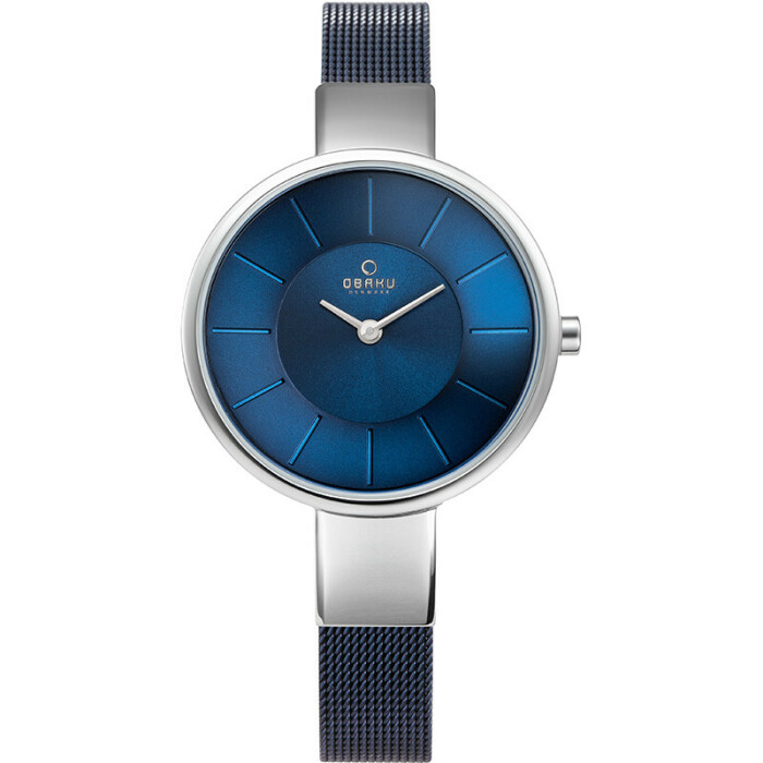 Montre OBAKU Sol en acier argent&eacute; cadran bleu