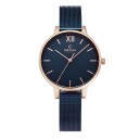 Montre OBAKU Liv ronde bleue en acier rose