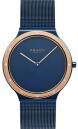 Montre OBAKU Papir lille ronde en acier argent&eacute; cadran bleu