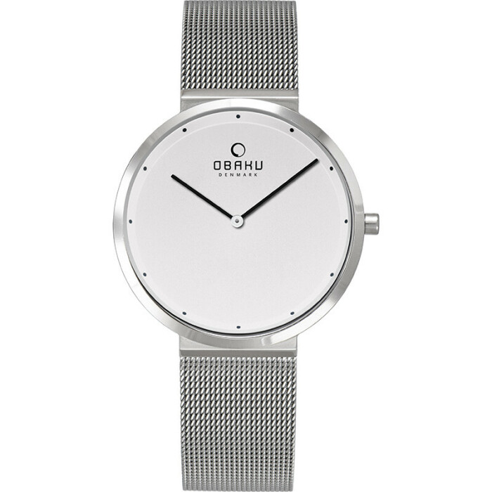 Montre OBAKU Papir lille ronde en acier argent&eacute; cadran blanc