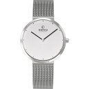 Montre OBAKU Papir lille ronde en acier argent&eacute; cadran blanc