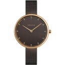 Montre OBAKU Notat marron boitier en acier rose