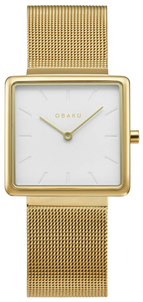 Montre OBAKU Kvadrat carr&eacute;e en acier dor&eacute;