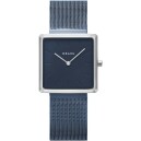 Montre OBAKU Kvadrat carr&eacute;e bleue en acier argent&eacute;