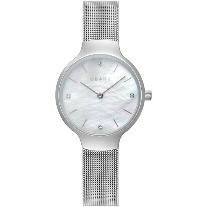 Montre OBAKU Vikke en acier argent&eacute; cadran en nacre