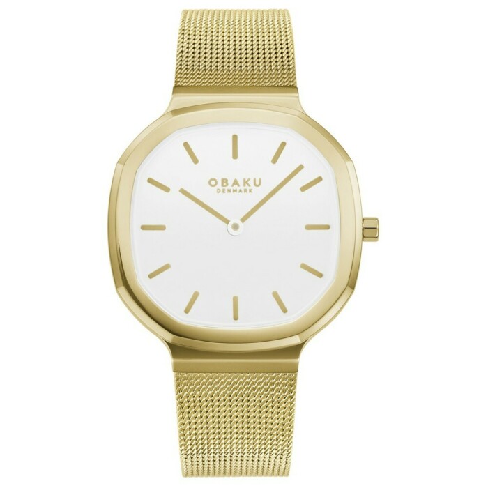 Montre OBAKU Oktant lille boitier en acier dor&eacute;