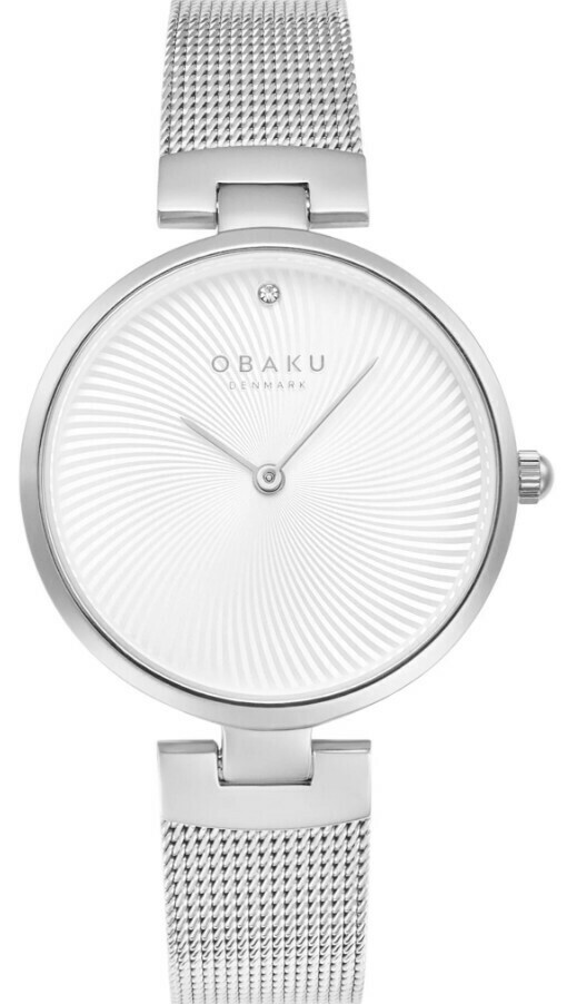 Montre OBAKU Diamant ronde en acier argent&eacute; cadran blanc
