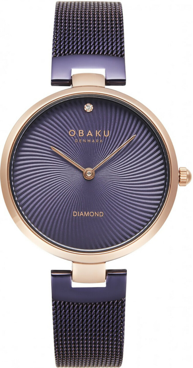 Montre OBAKU Diamant ronde couleur violet boitier rose