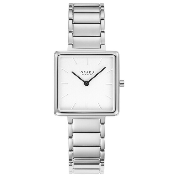 Montre OBAKU Firkant carr&eacute;e argent&eacute;e
