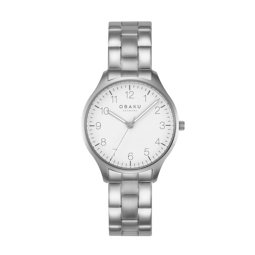 Montre OBAKU Falke lille en acier argent&eacute; cadran blanc
