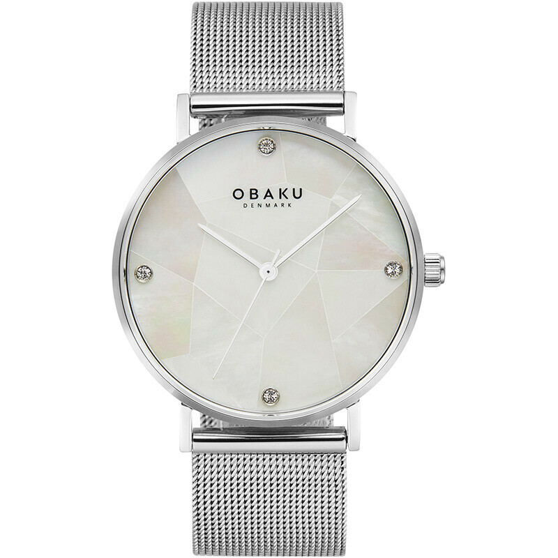 Montre OBAKU Mosaik en acier argent&eacute; cadran en nacre