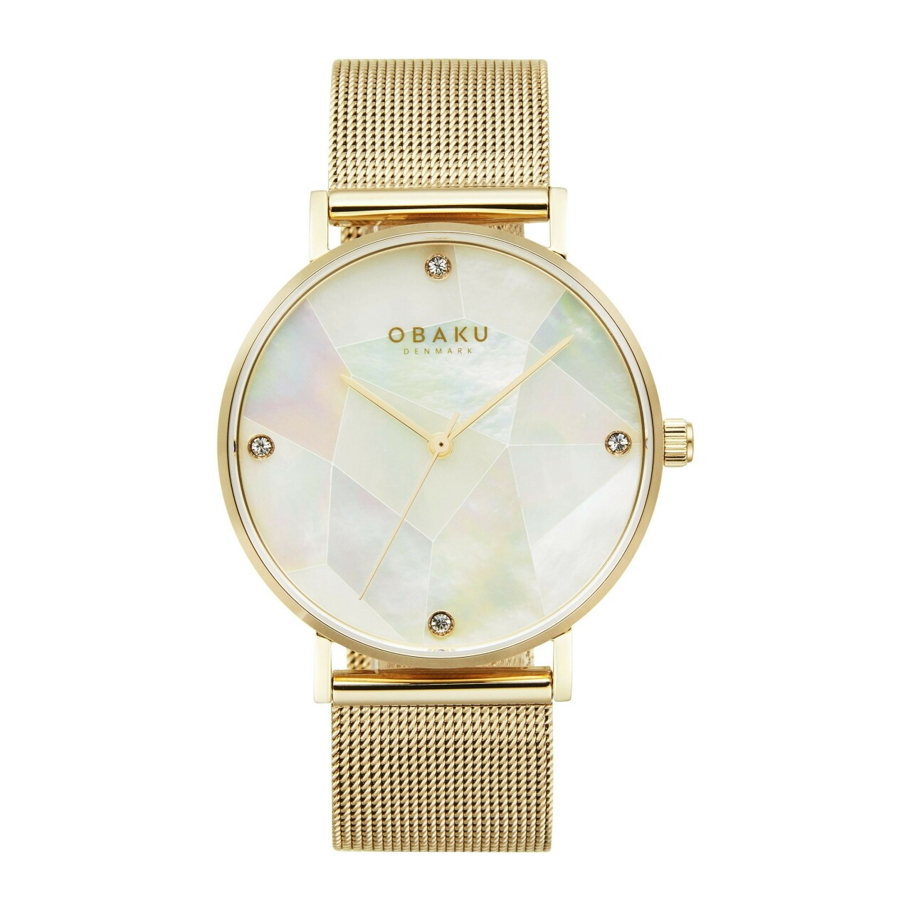 Montre OBAKU Mosaik en acier dor&eacute; cadran en nacre