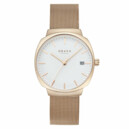 Montre OBAKU Felt lille ronde en acier rose avec date