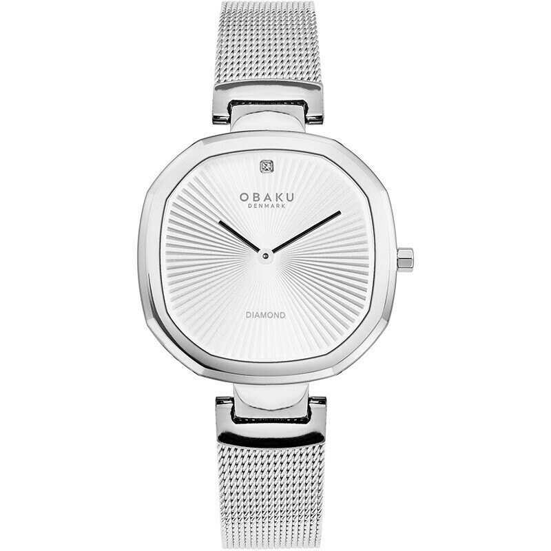 Montre OBAKU Brilliant ronde argent&eacute;e boitier en acier