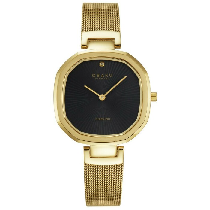 Montre OBAKU Brilliant dor&eacute;e cadran noir