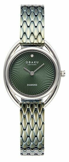 Montre OBAKU Juvel Vert boitier argent&eacute;
