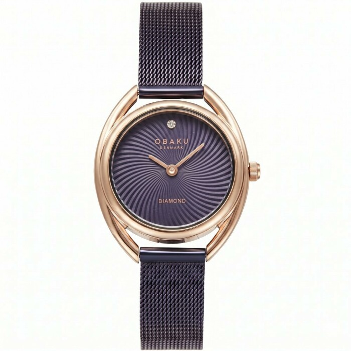 Montre OBAKU Juvel Violet boitier dor&eacute;