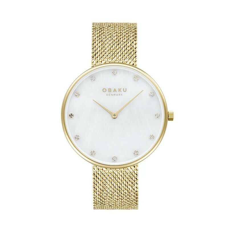 Montre OBAKU Glans en acier dor&eacute; cadran en nacre