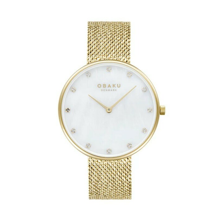 Montre OBAKU Glans en acier dor&eacute; cadran en nacre