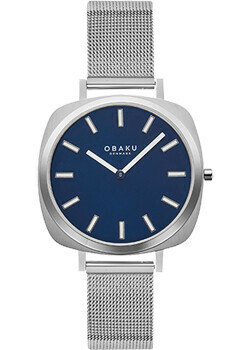 Montre OBAKU Punkter Lille argent&eacute;e en acier cadran bleu marine
