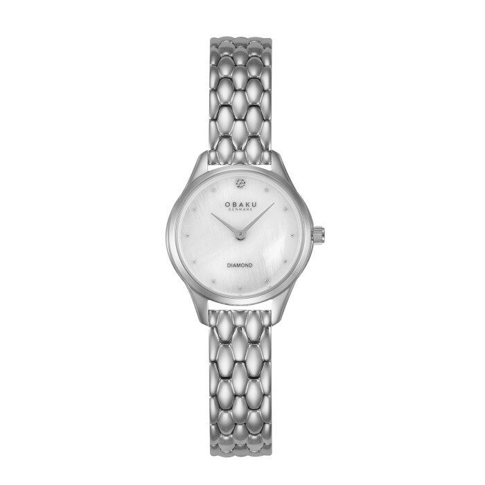 Montre OBAKU Smykke petit mod&egrave;le en acier argent&eacute; cadran blanc en relief