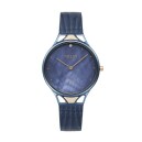 Montre OBAKU Pergament en acier bleu cadran nacr&eacute;