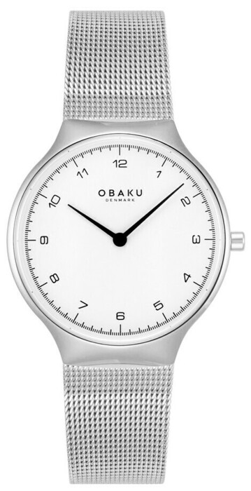 Montre OBAKU Slank lille en acier argent&eacute; cadran blanc