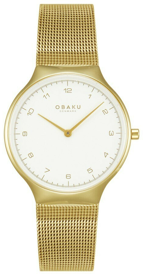 Montre OBAKU Slank lille en acier dor&eacute; cadran blanc