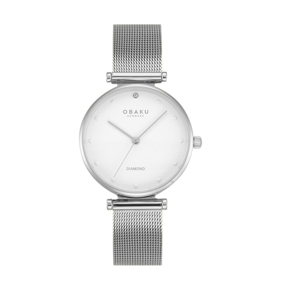 Montre OBAKU Funkle en acier argent&eacute; cadran blanc